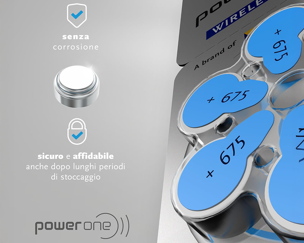 Powerone Size 675 Hearing Aid Battery Mercury-Free Pack of 60