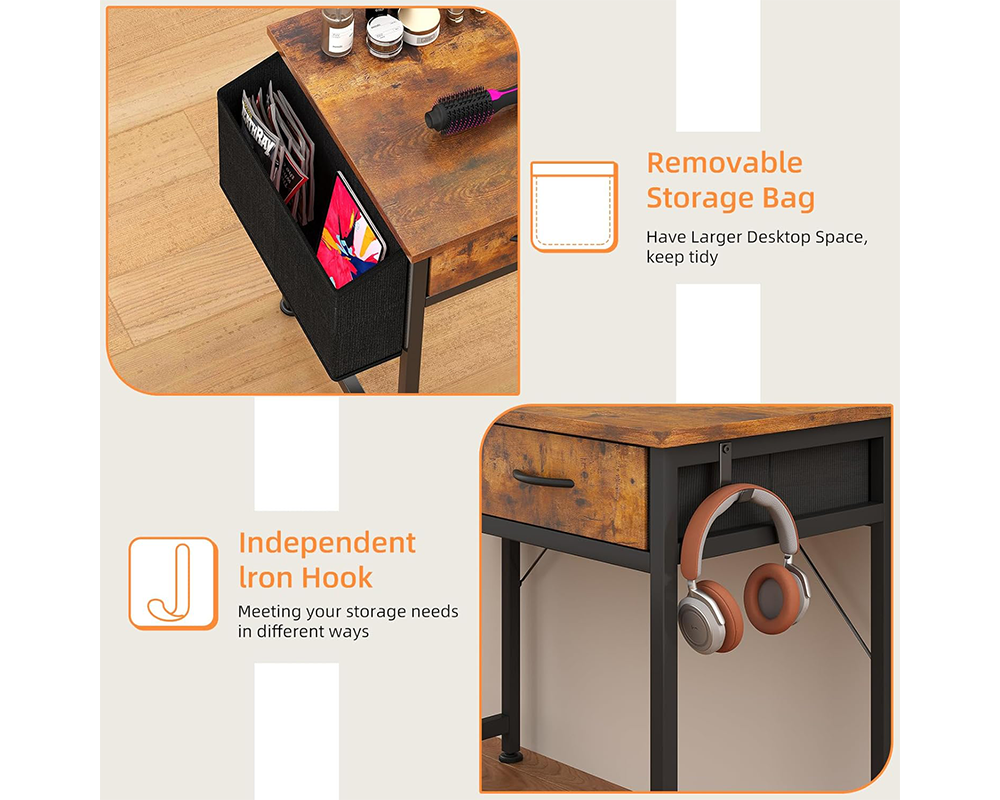 Computer Desk with Fabric Drawers