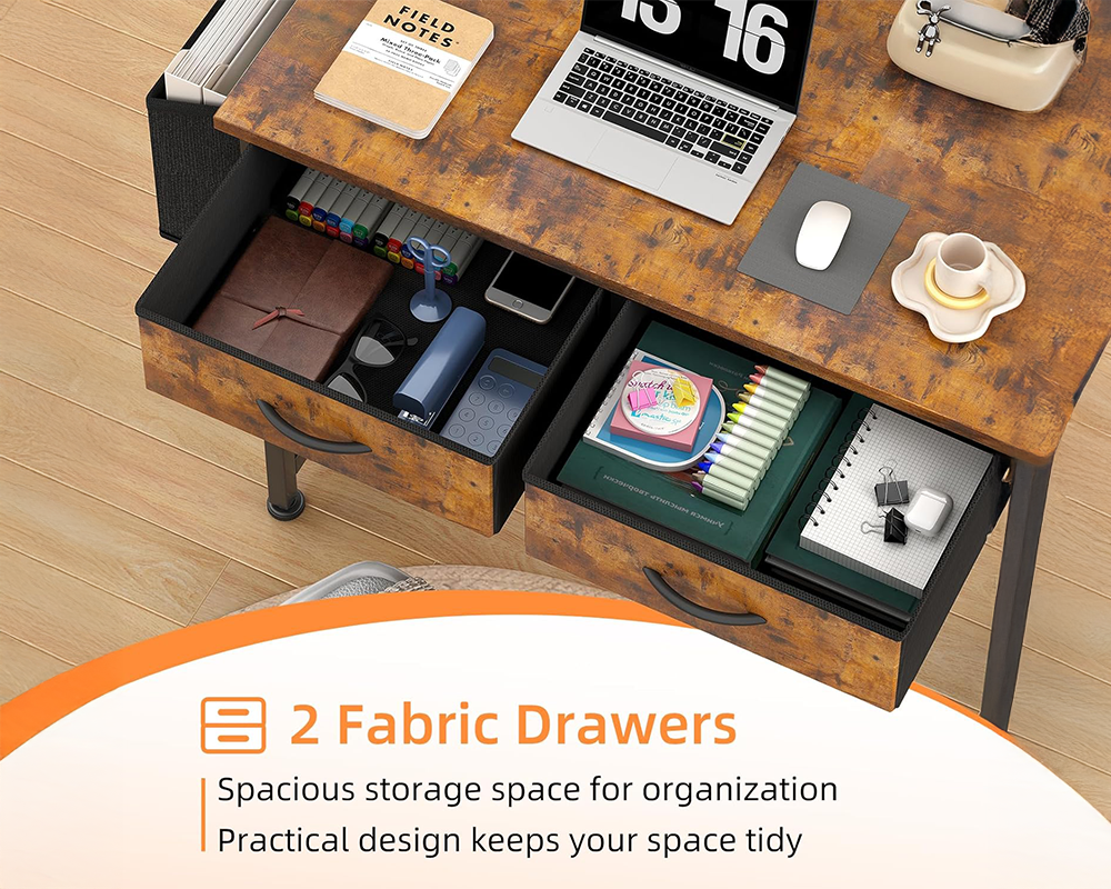 Computer Desk with Fabric Drawers