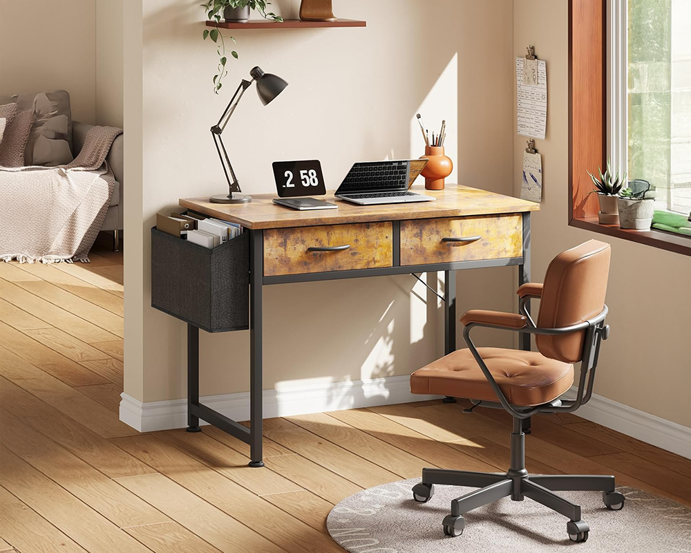 Computer Desk with Fabric Drawers