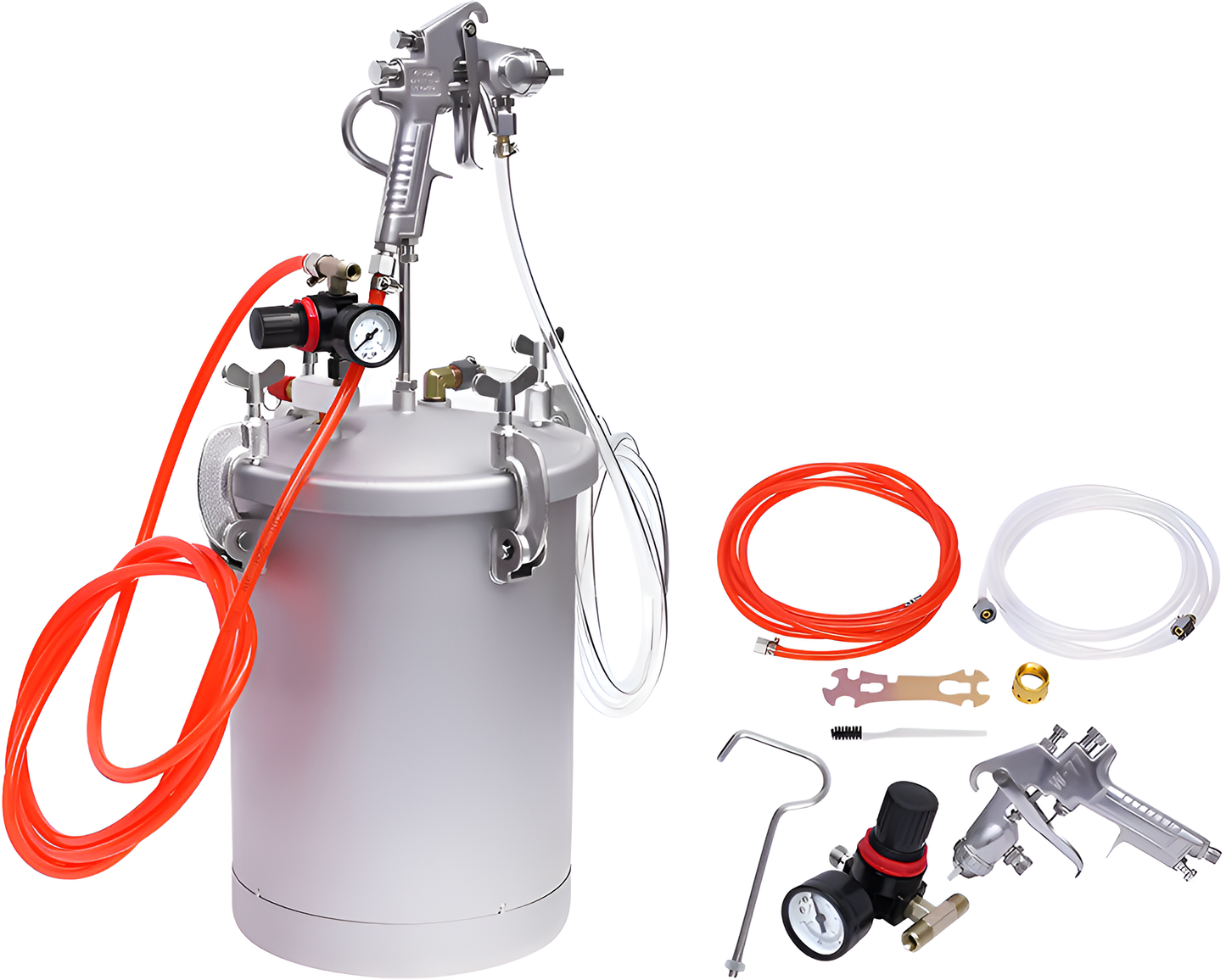 Paint Pressure Tank 15L with Pressure Spray Gun Adjustable Industrial Sprayer
