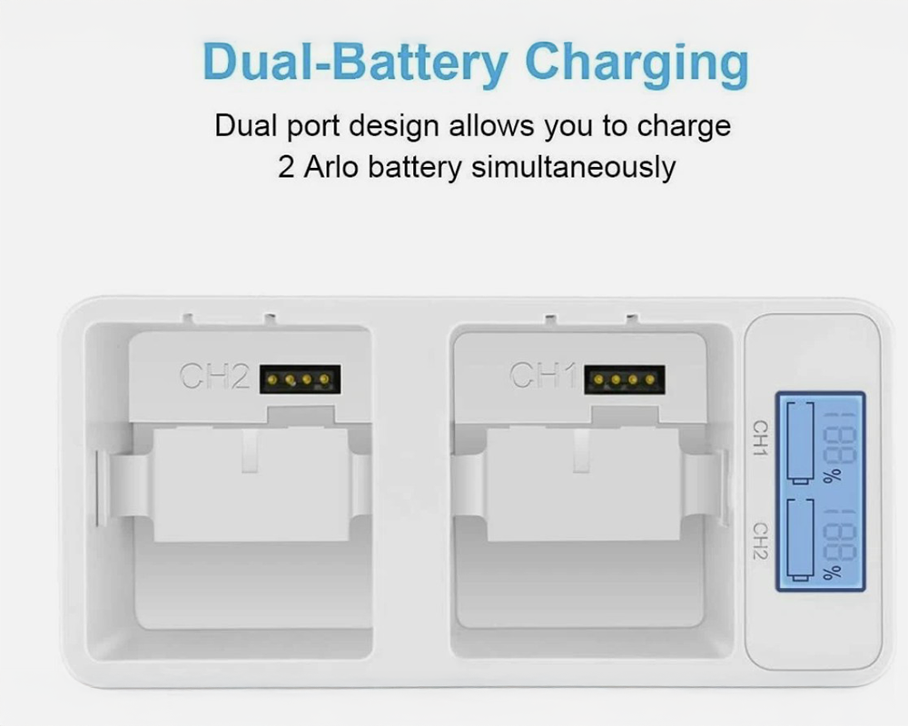 Arlo Pro Battery Charger – Dual Slot High-Speed Charging Dock for Arlo Pro / Pro 2 / Go