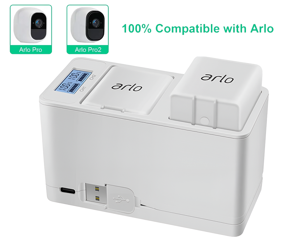 Arlo Pro Battery Charger – Dual Slot High-Speed Charging Dock for Arlo Pro / Pro 2 / Go