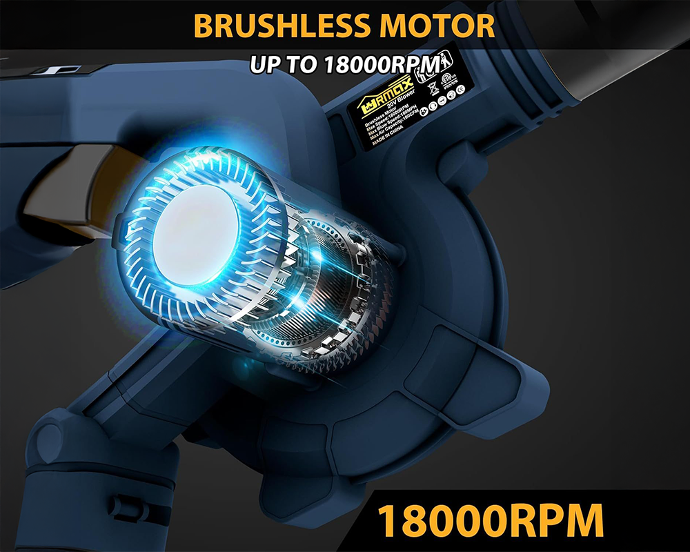 Cordless Leaf Blower for Bosch CORE18V Battery – High Performance Brushless Motor, 2-in-1 Blower & Vacuum