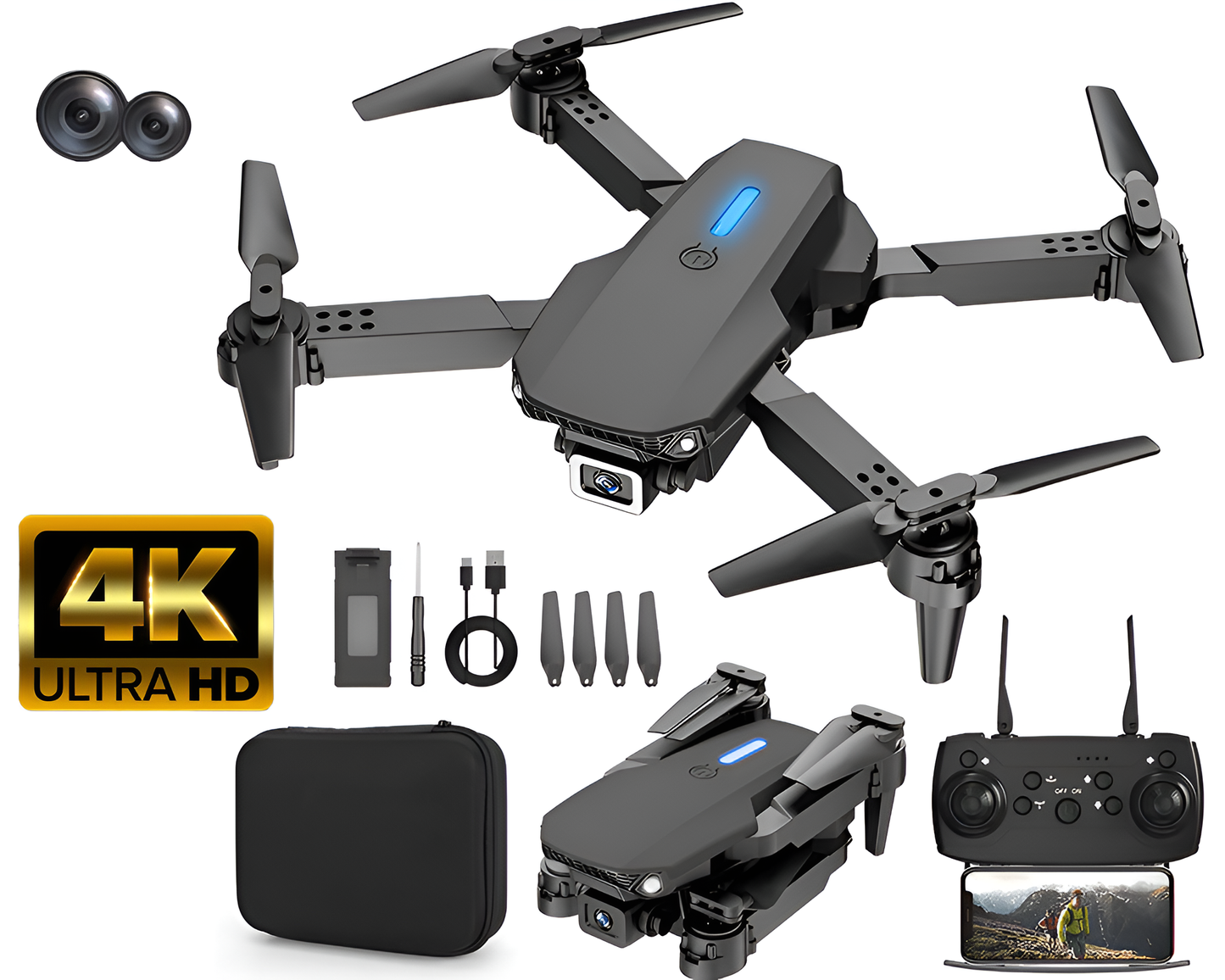 RC Drone with 4K Camera – Foldable Quadcopter with Gesture Control