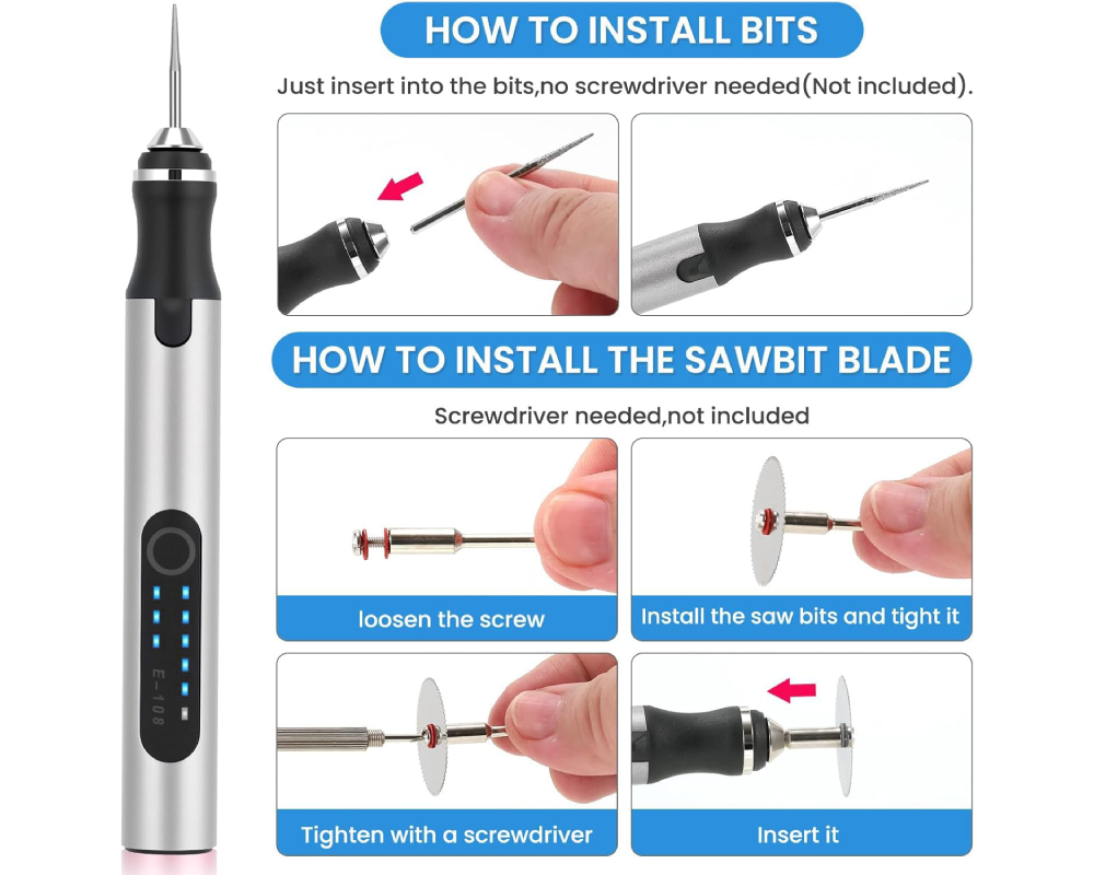 Electric Engraving Pen – Cordless Engraver Tool, Micro Carving Pen, Rechargeable Engraver Machine