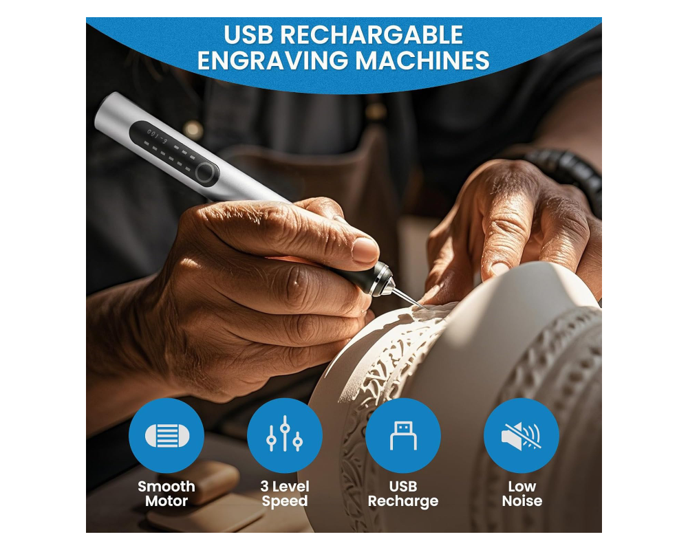 Electric Engraving Pen – Cordless Engraver Tool, Micro Carving Pen, Rechargeable Engraver Machine