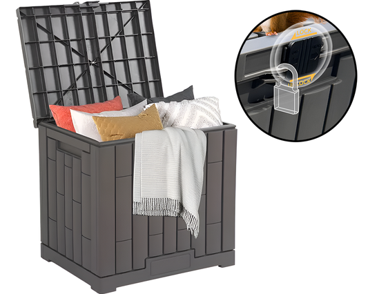 Outdoor Storage Box with Lockable Lid – Heavy-Duty Modern Gray Deck Box