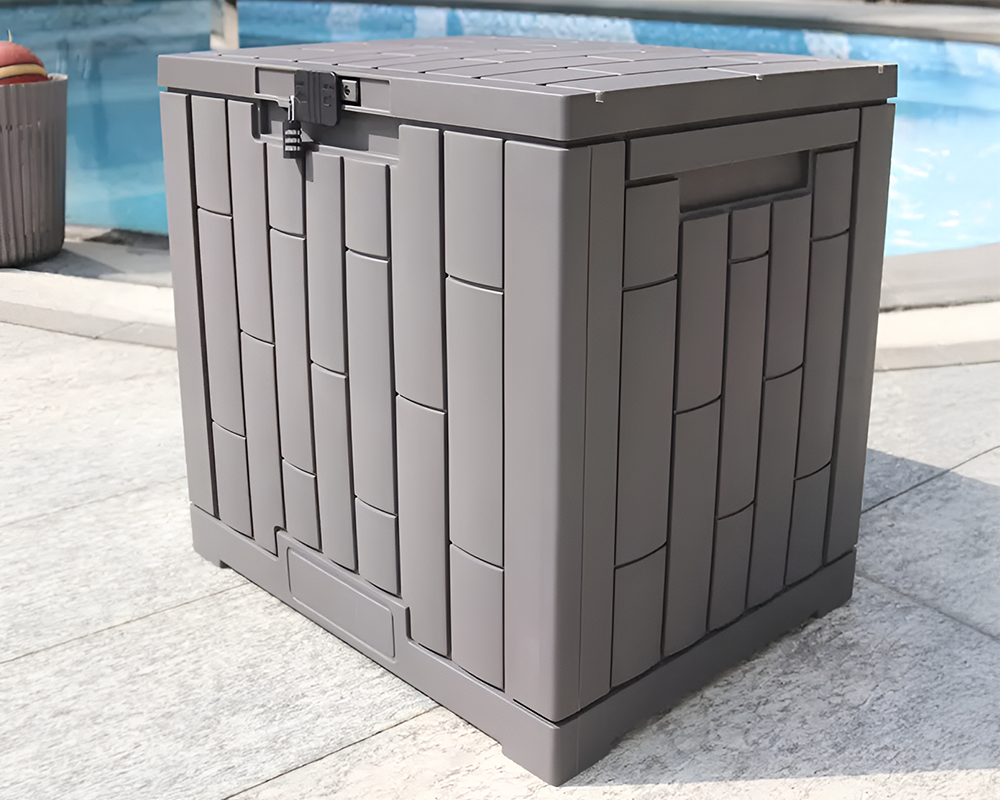 Outdoor Storage Box with Lockable Lid – Heavy-Duty Modern Gray Deck Box