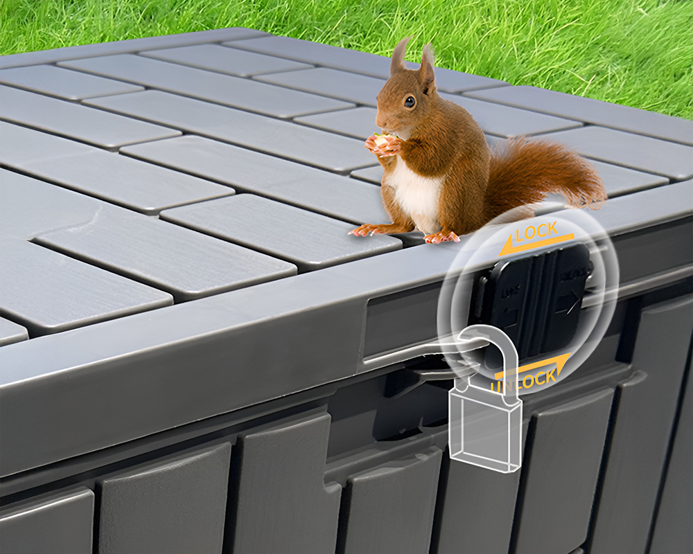 Outdoor Storage Box with Lockable Lid – Heavy-Duty Modern Gray Deck Box