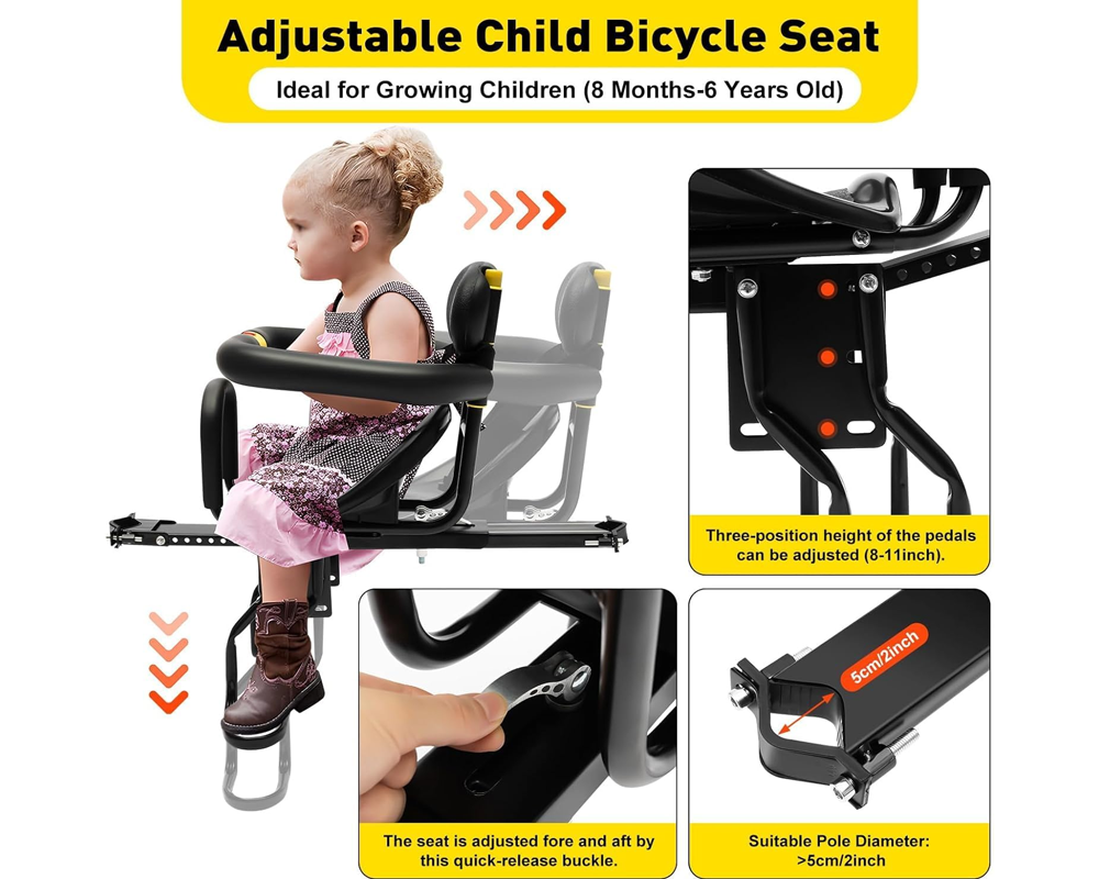 Front Baby Bike Seat – Folding Front Baby Bike Seat with Backrest