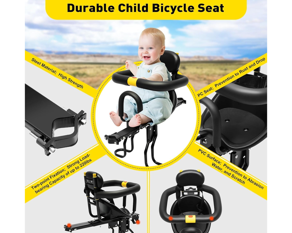 Front Baby Bike Seat – Folding Front Baby Bike Seat with Backrest