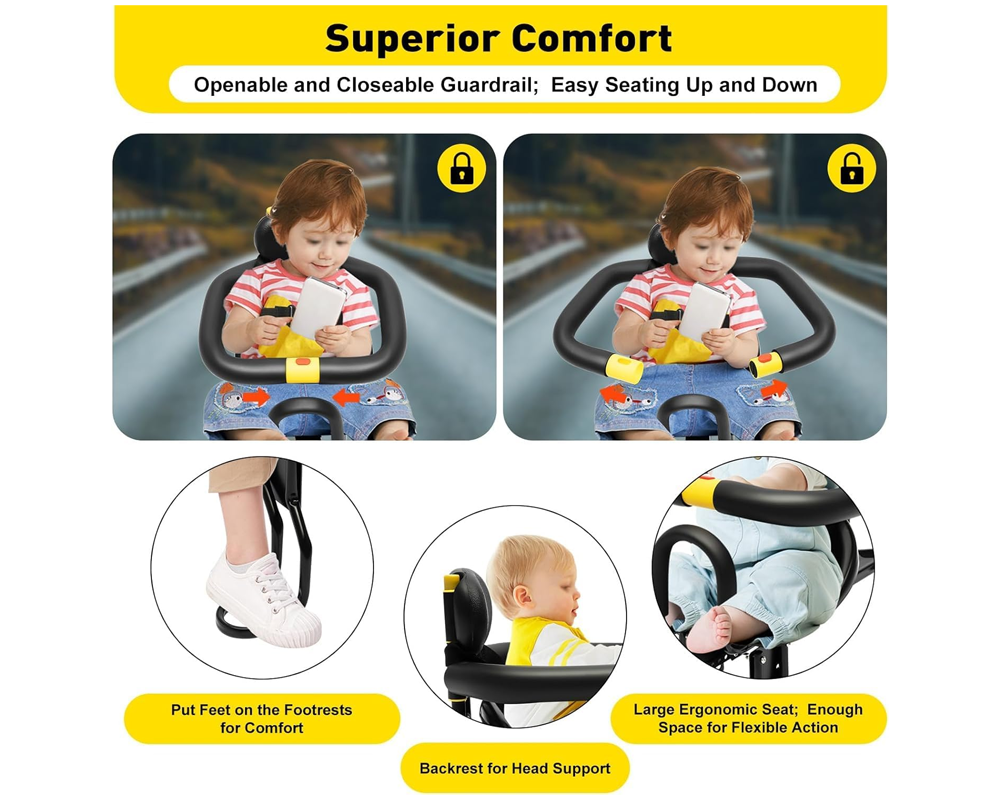 Front Baby Bike Seat – Folding Front Baby Bike Seat with Backrest