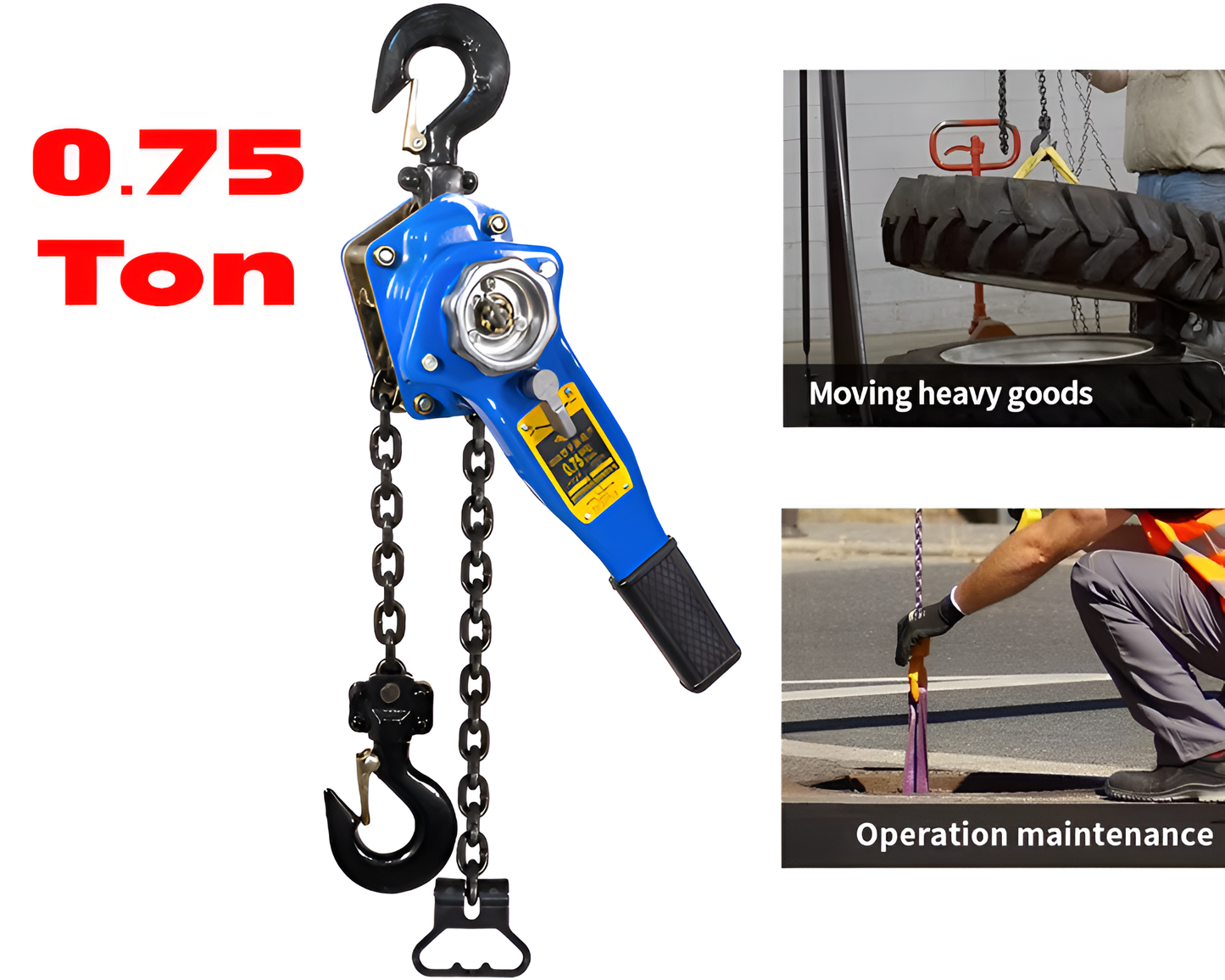 Lever Block Chain Hoist 0.75 Ton 1.5m G80 Ratchet Come Along Lifter