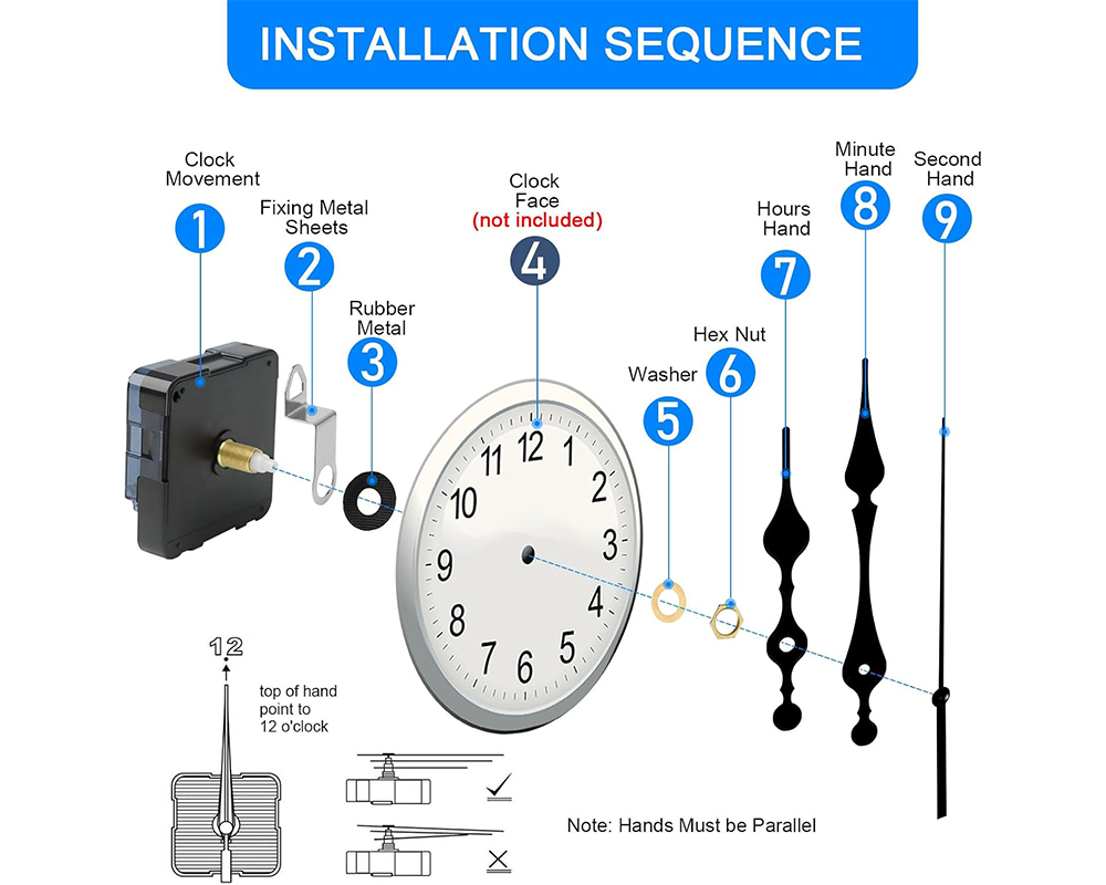 Silent Quartz Clock Mechanism Movement – DIY Wall Clock Motor Replacement with Hands