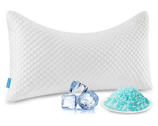 Memory Foam Pillow – Adjustable Curved Side Sleeper Cooling Pillow with Bamboo Cover