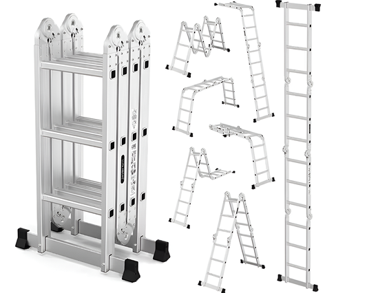 Telescopic Ladder – Aluminium Extension Folding Ladder, Portable 3.6M Silver