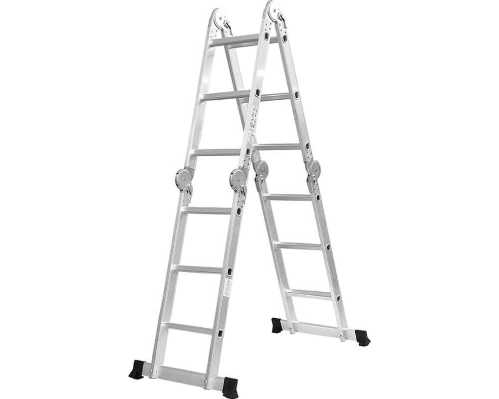 Telescopic Ladder – Aluminium Extension Folding Ladder, Portable 3.6M Silver