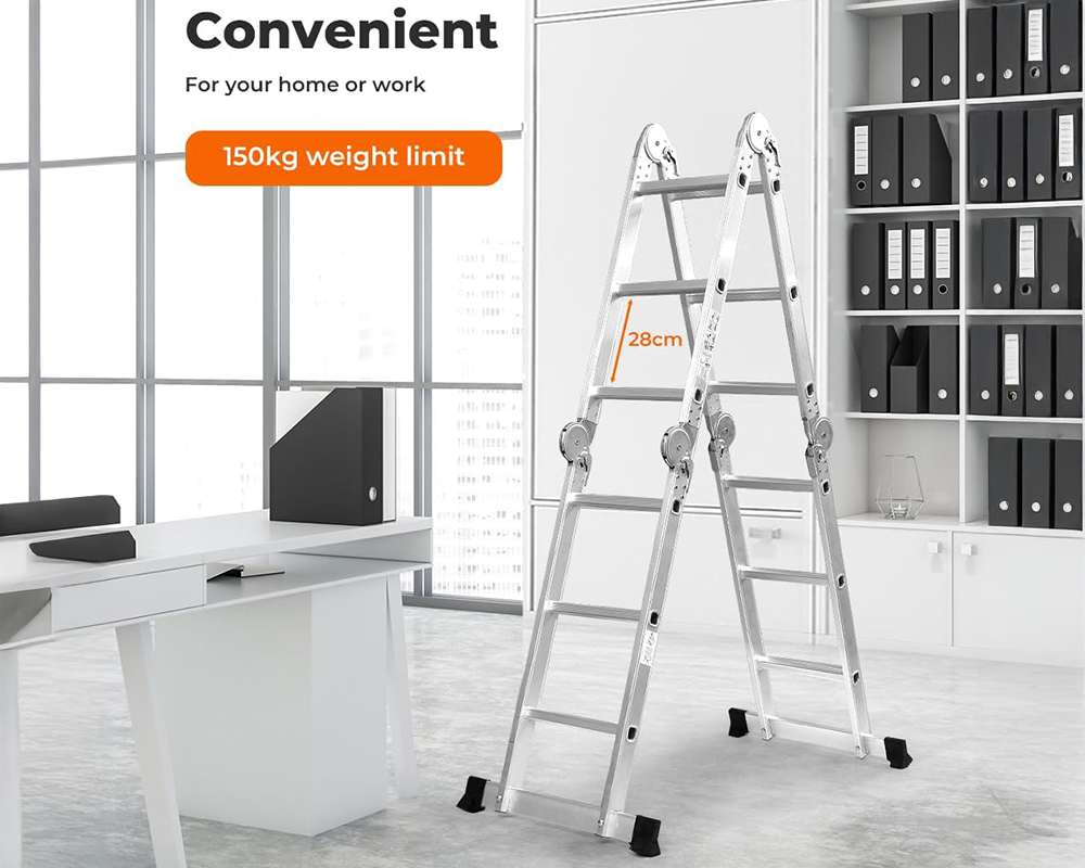 Telescopic Ladder – Aluminium Extension Folding Ladder, Portable 3.6M Silver