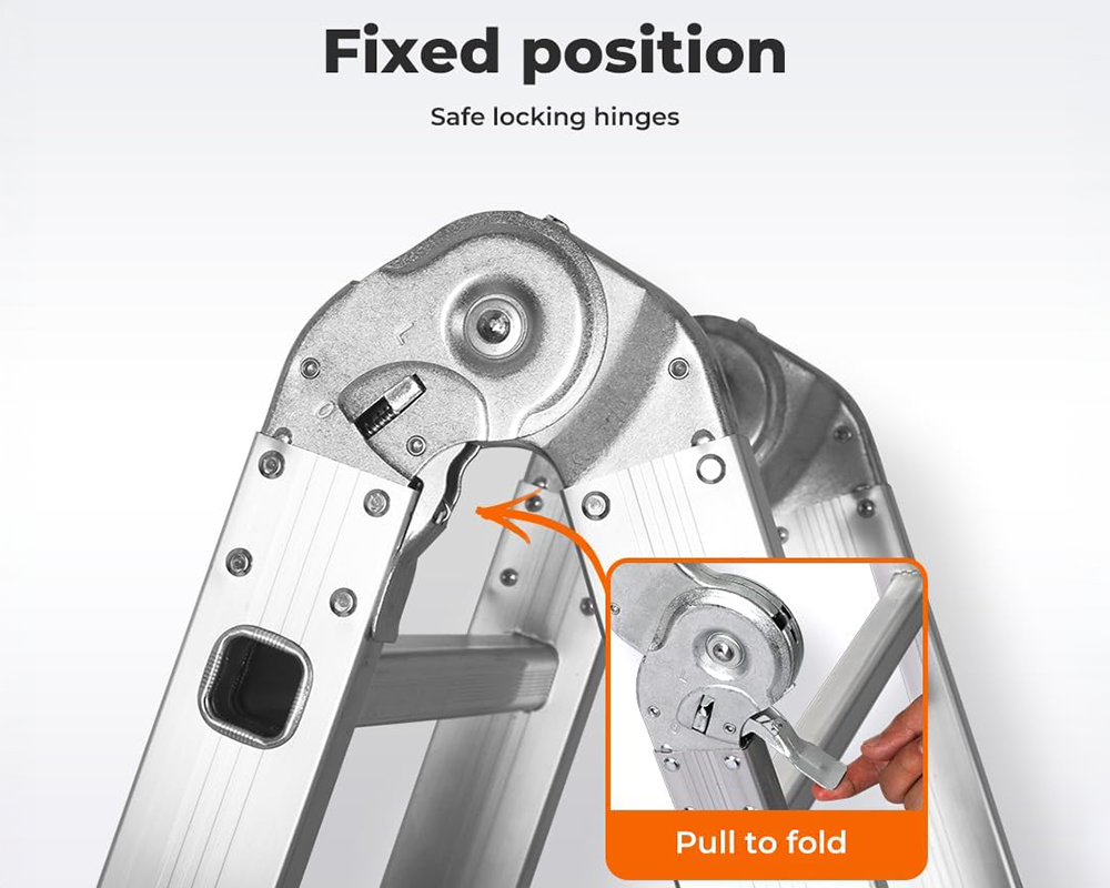 Telescopic Ladder – Aluminium Extension Folding Ladder, Portable 3.6M Silver