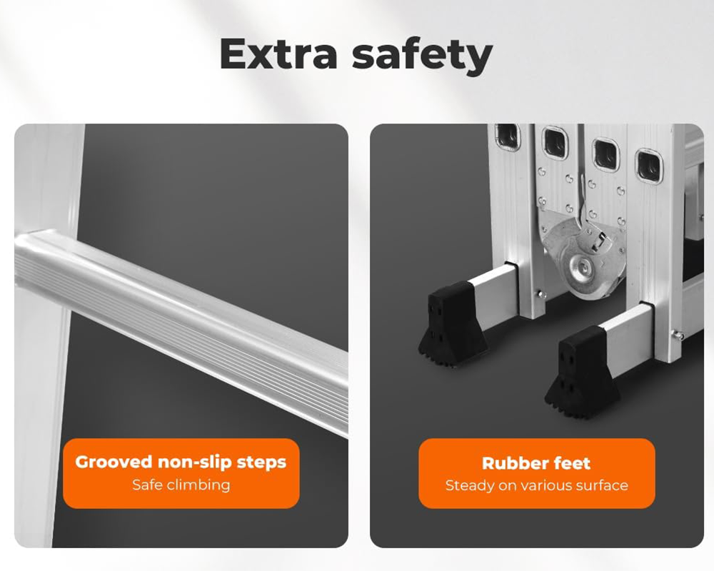 Telescopic Ladder – Aluminium Extension Folding Ladder, Portable 3.6M Silver