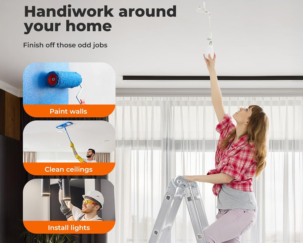 Telescopic Ladder – Aluminium Extension Folding Ladder, Portable 3.6M Silver