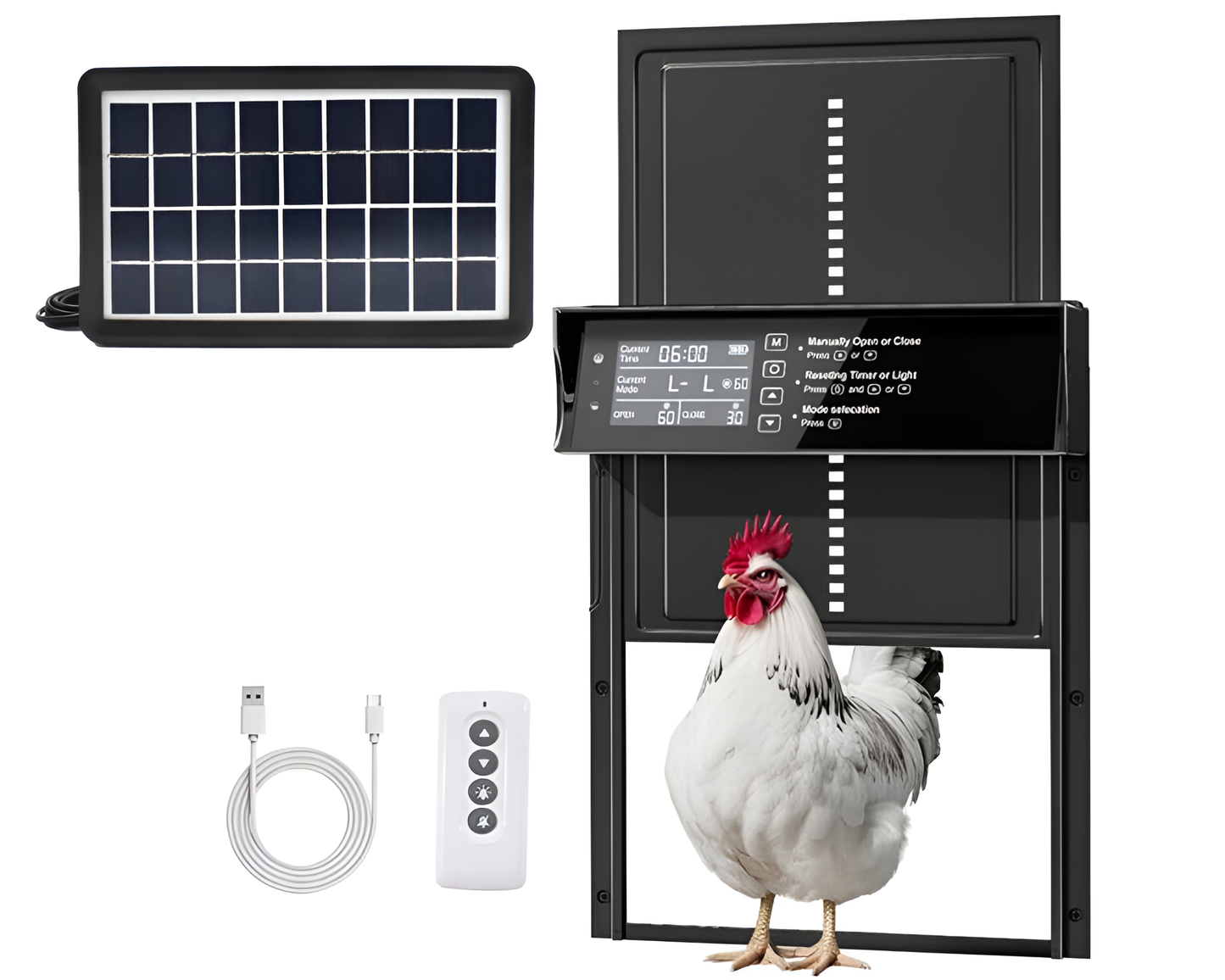 Solar Power Motorised Door Chicken Coop Door Automatic Pet Door Opener Battery