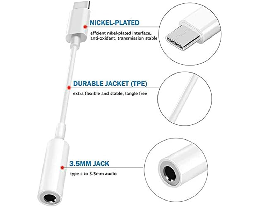 USB Type C TO 3.5mm Female Headphone Jack Adapter AUX Stereo Speaker Audio Cable