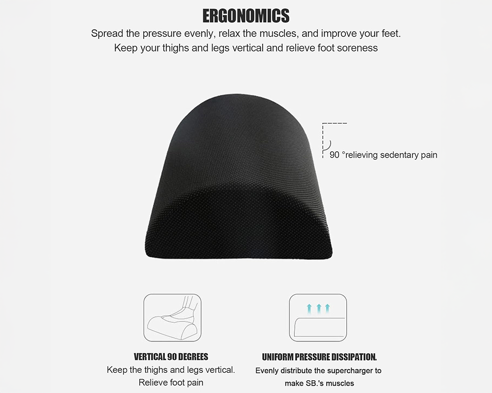 Foot Rest Under Desk – Ergonomic Memory Foam Adjustable Footrest for Office & Home Comfort Black