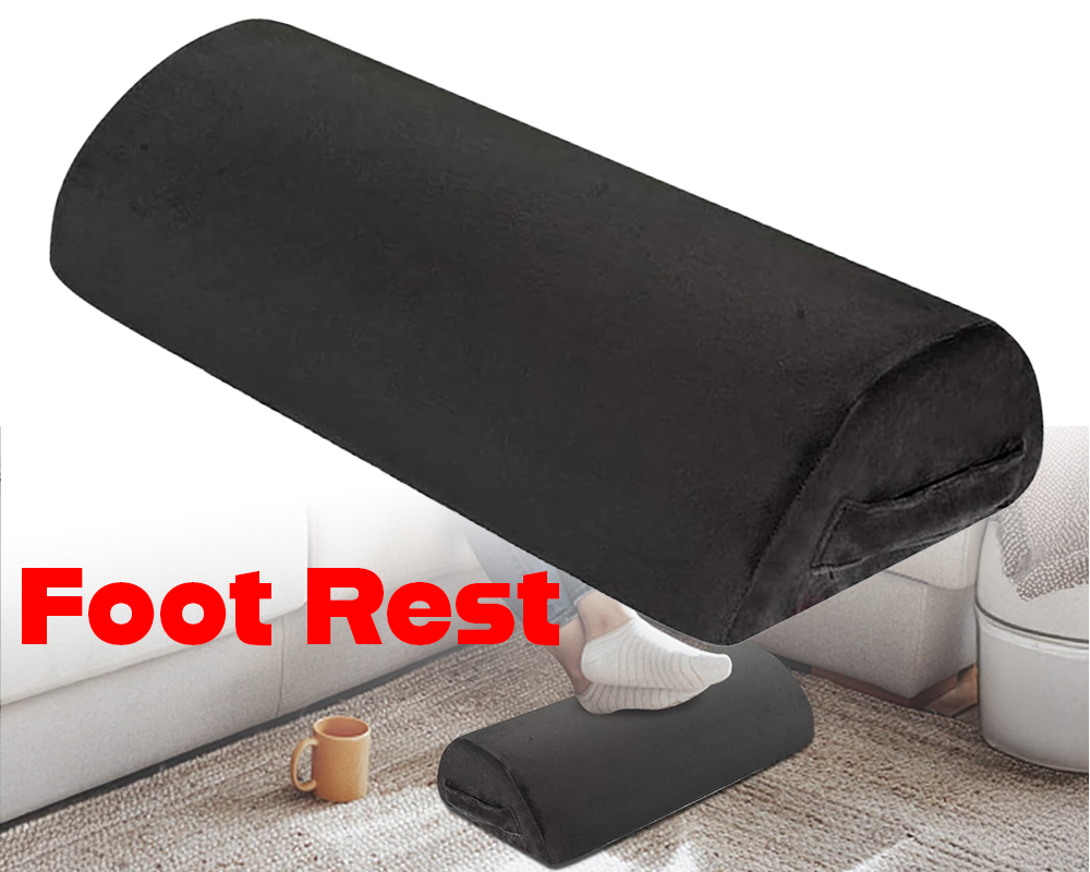 Foot Rest Under Desk – Ergonomic Memory Foam Adjustable Footrest for Office & Home Comfort Black