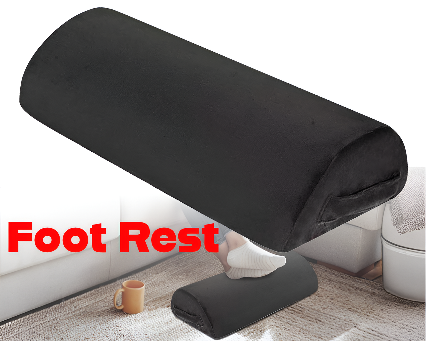 Foot Rest Under Desk – Ergonomic Memory Foam Adjustable Footrest for Office & Home Comfort Black