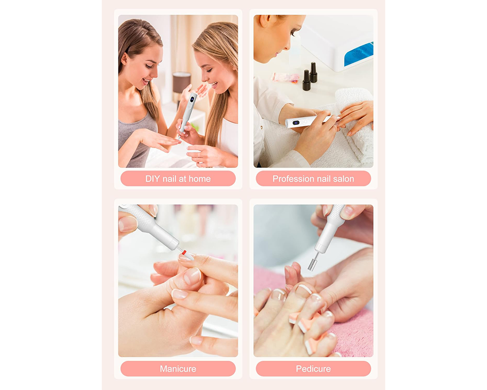 Electric Nail Drill Kit – Cordless Nail File Manicure Pedicure Set with 6 Bits & Charging Base
