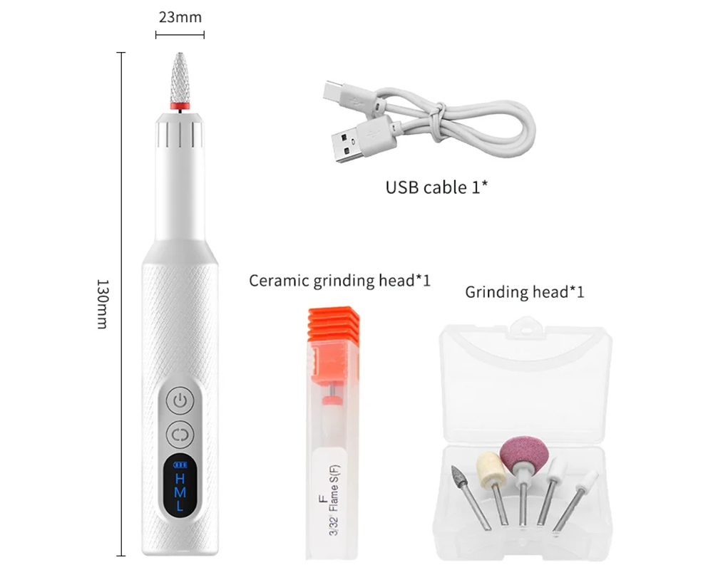 Electric Nail Drill Kit – Cordless Nail File Manicure Pedicure Set with 6 Bits & Charging Base