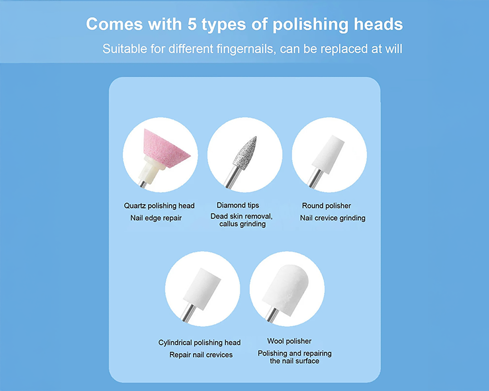 Electric Nail Drill Kit – Cordless Nail File Manicure Pedicure Set with 6 Bits & Charging Base