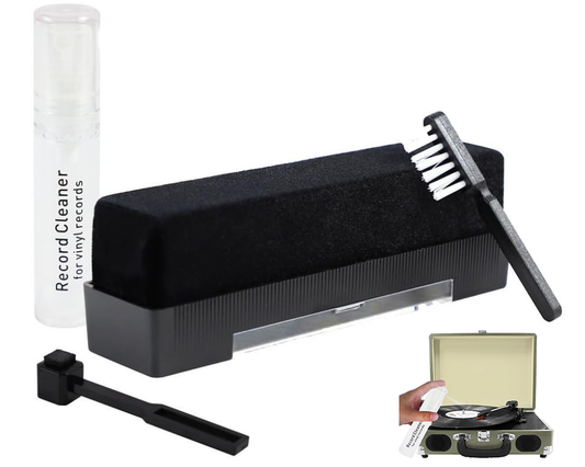 Record Cleaning Kit – Velvet Brush, Stylus Brush & Anti Static Spray for Vinyl Turntables