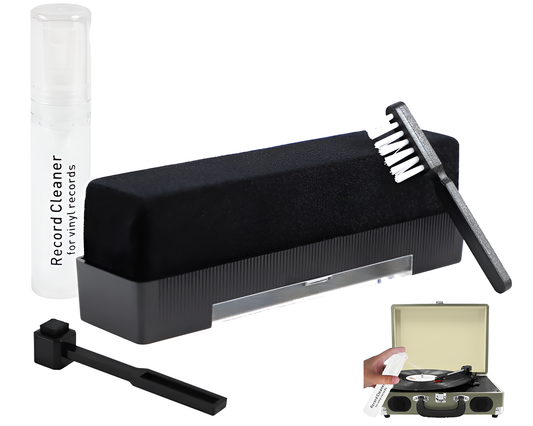 Record Cleaning Kit – Velvet Brush, Stylus Brush & Anti Static Spray for Vinyl Turntables