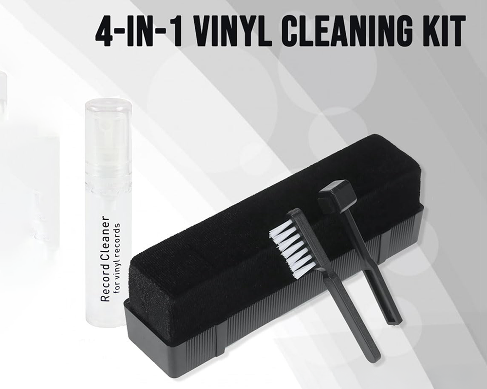 Record Cleaning Kit – Velvet Brush, Stylus Brush & Anti Static Spray for Vinyl Turntables
