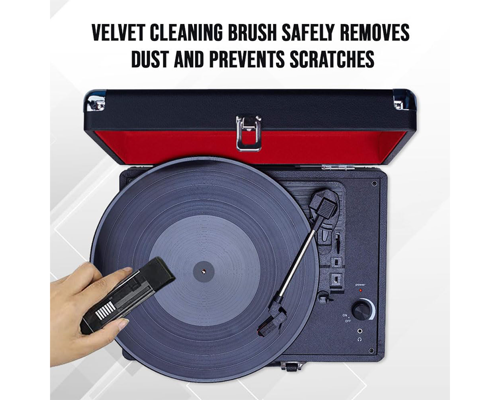 Record Cleaning Kit – Velvet Brush, Stylus Brush & Anti Static Spray for Vinyl Turntables