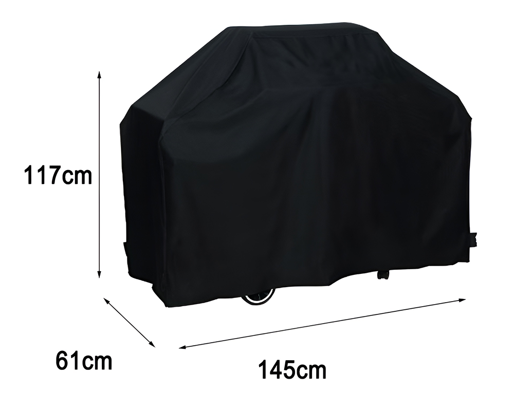 BBQ Gas Grill Cover – Heavy Duty Waterproof UV & Dust Resistant Outdoor Barbecue Protector Black