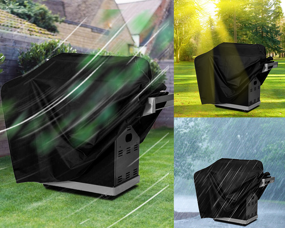 BBQ Gas Grill Cover – Heavy Duty Waterproof UV & Dust Resistant Outdoor Barbecue Protector Black