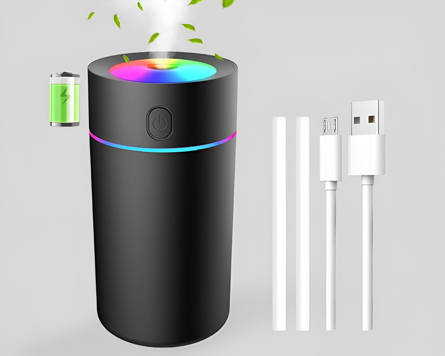 USB Portable Humidifier – 320ml Quiet Cool Mist Air Humidifier with LED Night Light for Home & Office