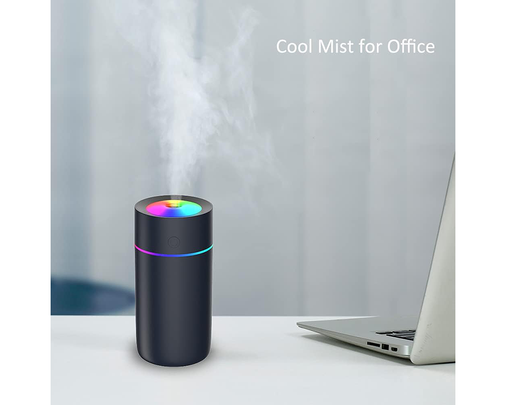 USB Portable Humidifier – 320ml Quiet Cool Mist Air Humidifier with LED Night Light for Home & Office