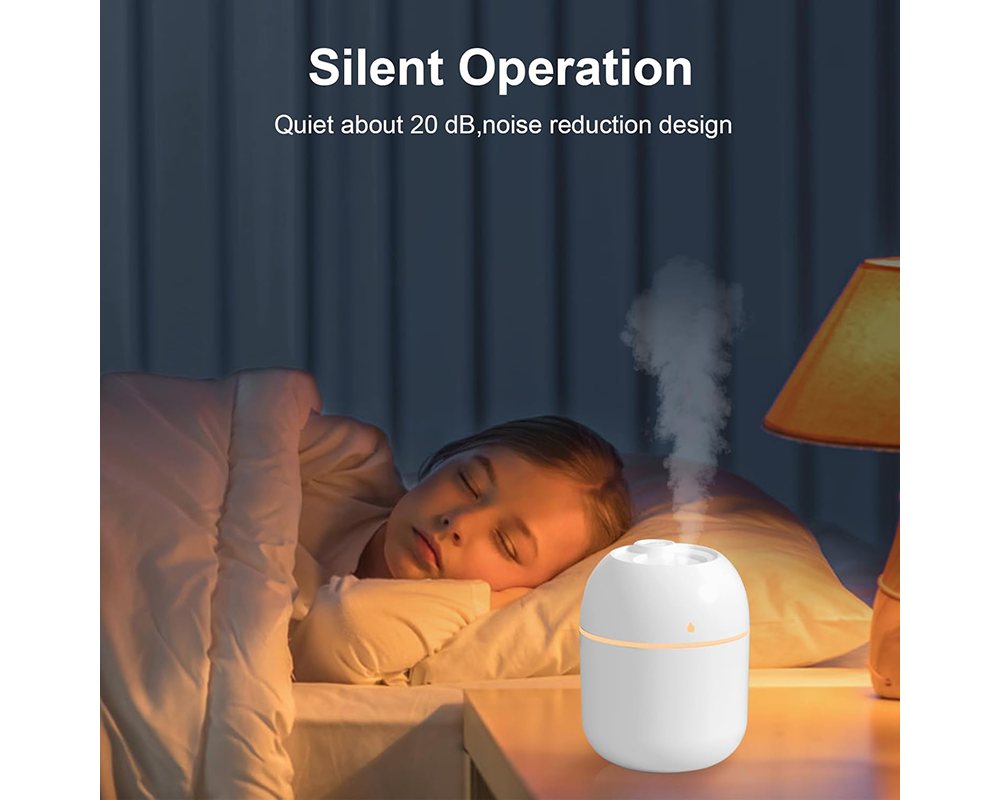 USB Mini Humidifier – 220ml Quiet Portable Cool Mist Air Diffuser with Auto Shut-Off & Light