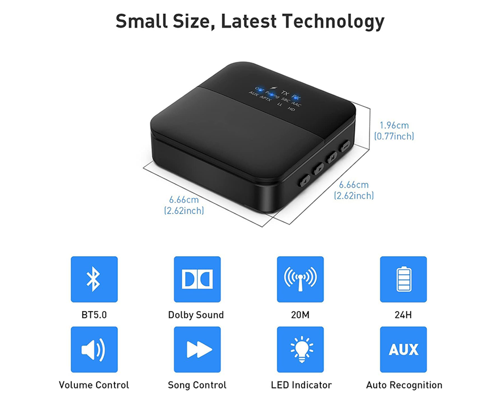 2 in 1 Bluetooth 5.0 Transmitter Receiver 3.5mm AUX Wireless Audio Adapter