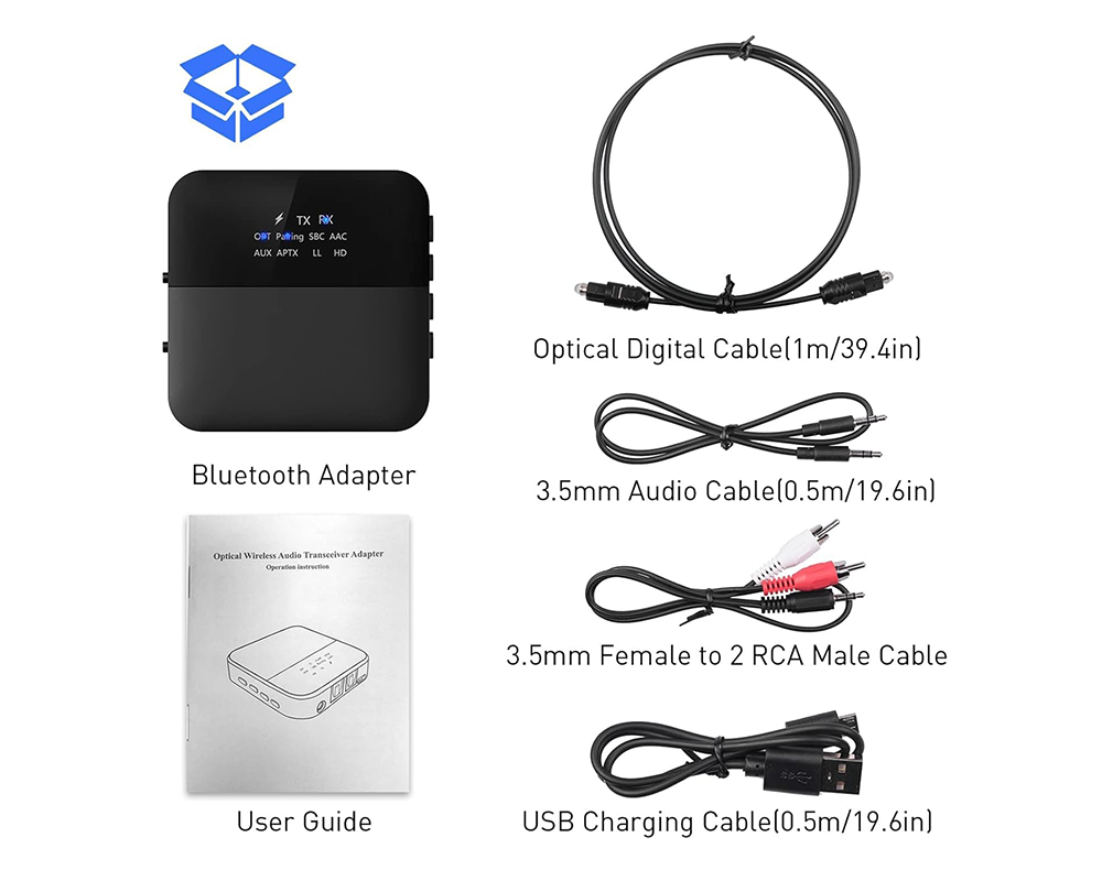 2 in 1 Bluetooth 5.0 Transmitter Receiver 3.5mm AUX Wireless Audio Adapter