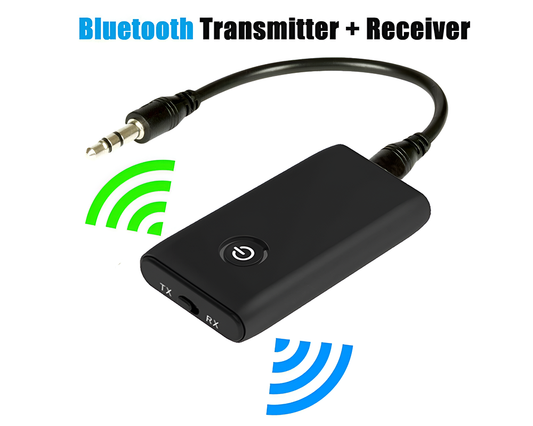 Bluetooth 5.0 Transmitter Receiver – 2-in-1 Wireless Audio Adapter with 3.5mm AUX for TV, PC & Car