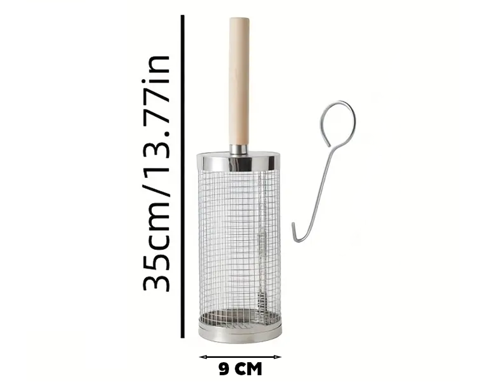 BBQ Rolling Basket – Stainless Steel Rotating Grill Tube for Even Cooking of Meat & Veggies