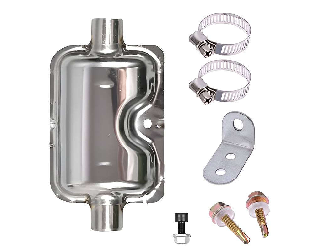Diesel Air Heater Muffler – 24mm Stainless Steel Exhaust Silencer Kit with Clamps & Bracket