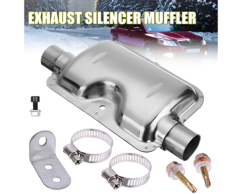 Diesel Air Heater Muffler – 24mm Stainless Steel Exhaust Silencer Kit with Clamps & Bracket