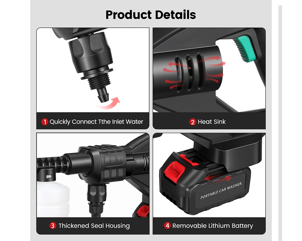High Pressure Washer Gun Cordless High Pressure Washer Gun for Car & Garden